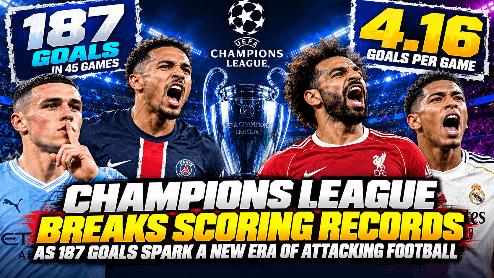 Champions League Breaks Scoring Records as 187 Goals Spark a New Era of Attacking Football